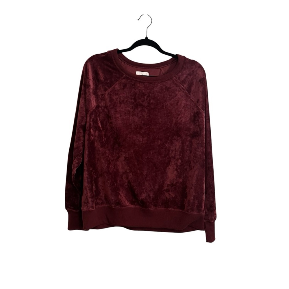 Lou & Grey Maroon Crushed Velvet Long Sleeve Sweatshirt Size Large